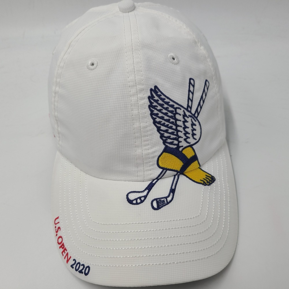 US Open Hat Adjustable Imperial White Blue Yellow Winged Foot 2020 Golf Logo Men